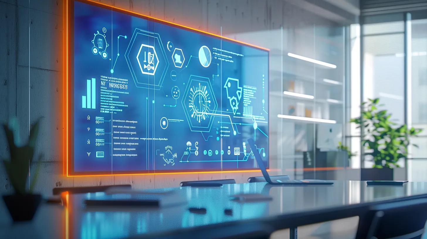 a sleek, modern office space showcases a presentation board illustrating various pest control treatment methods, with distinct visual icons representing chemical, eco-friendly, fumigation, and integrated pest management options, all highlighted under bright artificial lighting for a professional atmosphere.