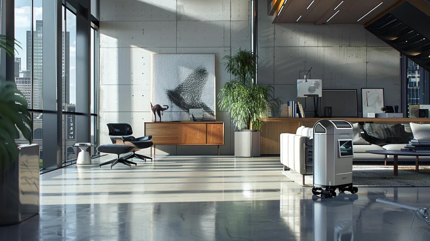 a sleek, modern office environment showcases a pest control professional using advanced equipment to meticulously analyze pest data on a digital tablet, emphasizing innovative solutions for tackling persistent home infestations.