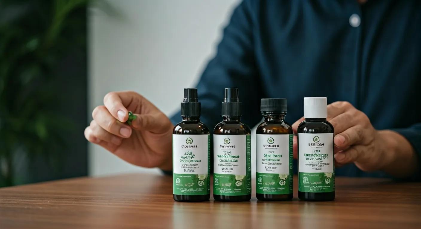 a sleek, modern office with a professional demonstrating the application of organic mosquito control products, showcasing vibrant bottles of neem oil and citronella against a polished wooden desk, emphasizing innovation in sustainable pest management.