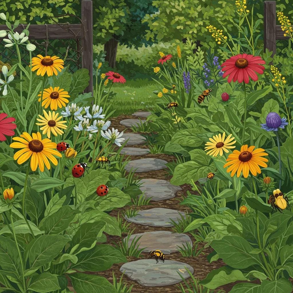 Thriving garden illustrating the long-term benefits of natural pest control