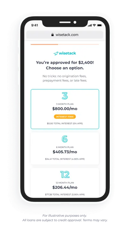 Loan approval options on smartphone